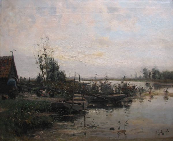 A.J. Zwart, polderlandschap, Schilderijen te koop, Flava Art Gallery